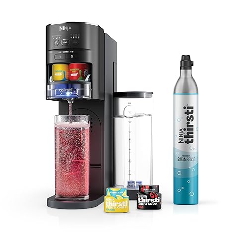 Ninja Thirsti Drink System, Soda Maker, Create Unique Sparkling & Still Drinks, Personalize Size & Flavor, Carbonated Water Machine, 60L CO2 Cylinder & Variety of Flavored Water Drops, Black WC1001 - Black