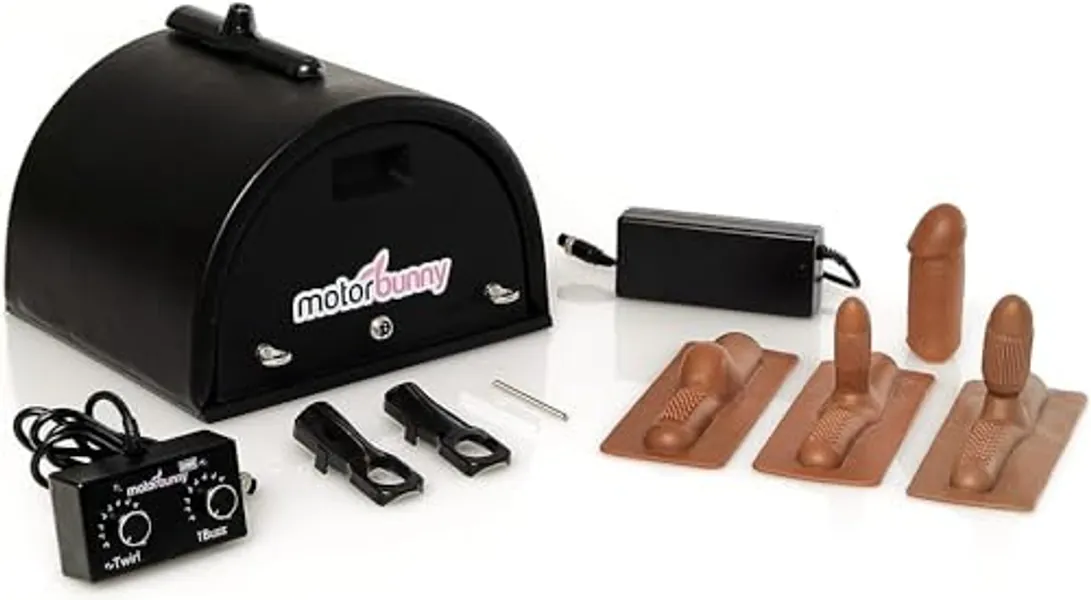 Motorbunny Original Ride-On Sex Machine - Dildo Mount Vibrator with Controller, Rotation & Vibration Machine with 4 Attachments and 11 Settings, Adult Sensory Sex Toys for Couples, Men, Women