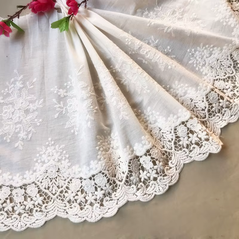 Tela de encaje con bordado Floral, tejido Premium blanco y Beige, 33CM de ancho, 1 yarda - AliExpress 15
