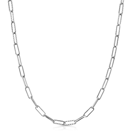 Elongated Link Eyewear Chain - Silver/Black