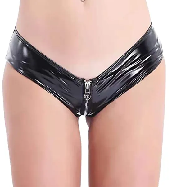 FEOYA Women's Black Shiny Leather Shorts Skirts Novelty Disco Party Pole Dance Clubwear XS-XXL