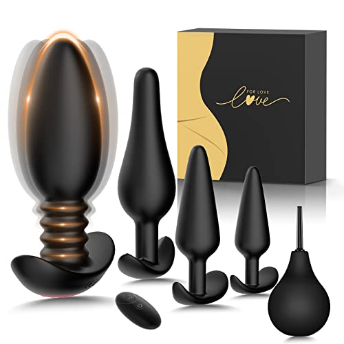 Linsecn 5PCS Vibrating Butt Plug Set - Anal Plug Training Kit