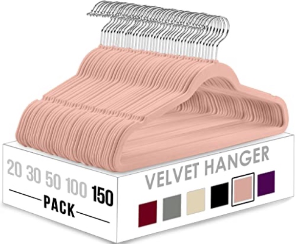 Utopia Home (Premium Non Slip Velvet Hangers - 360-degree rotatable Hook - Durable & Slim - Coat Hangers - Pant Hangers (150, Pink) - Pink - 150