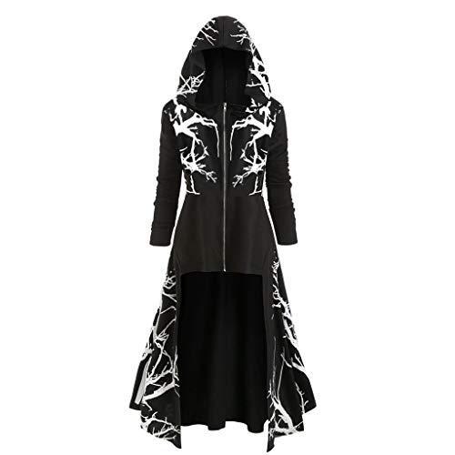 Medieval Cloak Hooded Dress for Women Renaissance Gothic High Low Dress Vintage Dresses Womens Fall Fashion 2023 Black