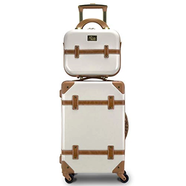 Chariot CH-505 Gatsby 2-Piece Hardside Luggage and Beauty Case Set -Ivory
