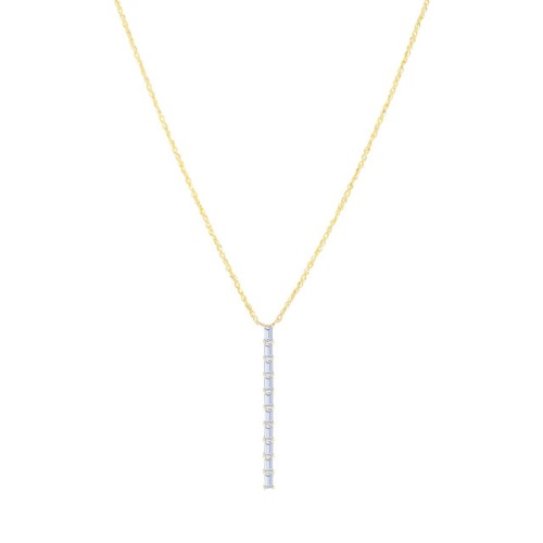 Diamond Vertical Bar Pendant Necklace - 14K White Gold