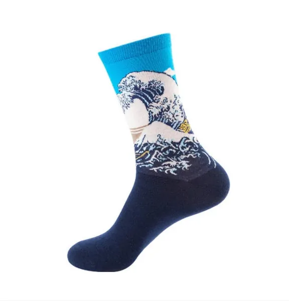 Famous Art Socks (Men's & Women's Sizes) - Great Wave / Adult Large
