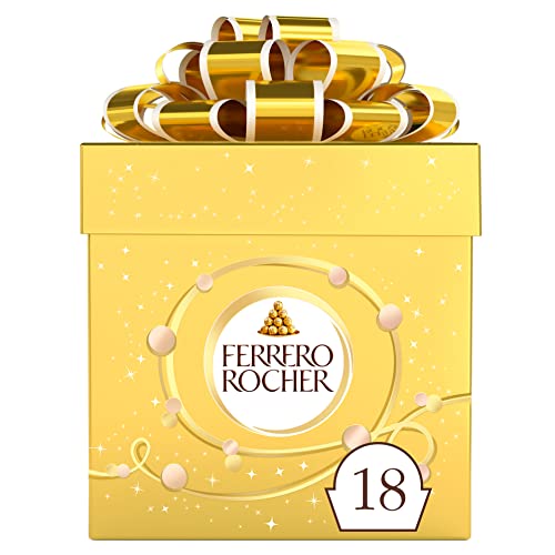 Ferrero Rocher Pralines, Chocolate Gift Box, Festive Gifts, Hazelnut Covered in Milk Chocolate and Nuts, Pack of 18 (225g) - Rocher Gift Box