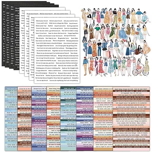 Asaisimg 12 Sheet Quote Stickers for Journaling, Scrapbook Stickers for Scrapbooking Supplies, Words Phrases Stickers for Journaling Supplies Junk Journal Aesthetic Stickers
