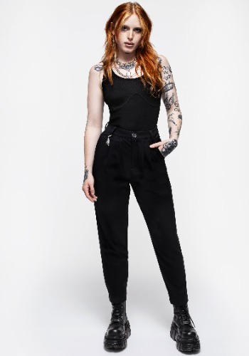Malverde High Waist Tapered Trousers - Black | US 14