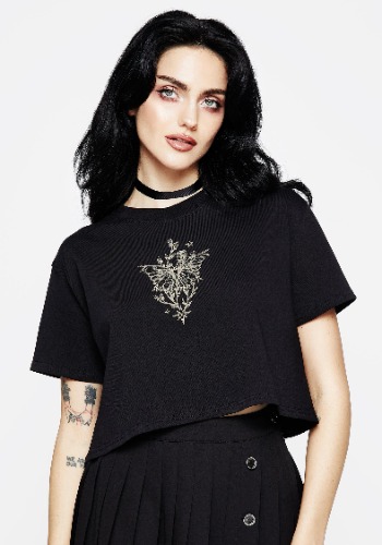 Hawkmoth Graphic Print Boxy Crop Tee | US 14