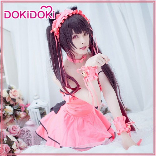 DokiDoki-R  Anime Date A Live Cosplay Tokisaki Kurumi Cosplay Costume Pink Cat Ver. Women | S