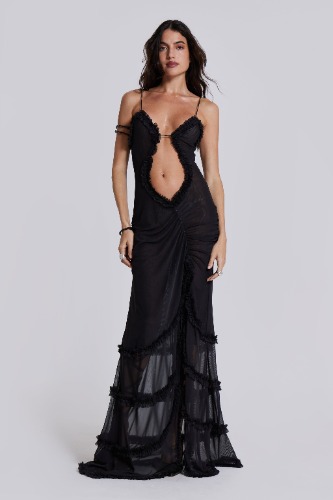 Fatale Maxi Dress in Midnight Black | UK 10 / Black