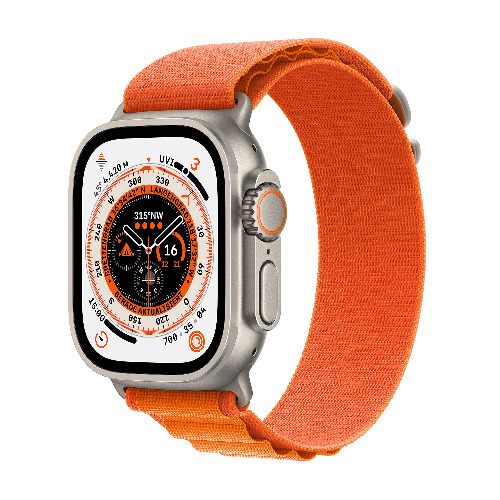 Apple Watch Ultra (GPS + Cellular, 49mm) Smartwatch - Titangehäuse, Alpine Loop Orange - Large. Fitnesstracker, präzisesGPS, Aktionstaste, extra Lange Batterielaufzeit, helleres Retina Display