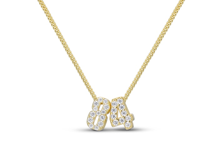 BABY CZ DOUBLE DIGIT NUMBER NECKLACE | YELLOW GOLD / 05 / DOUBLE DIGIT CHAIN