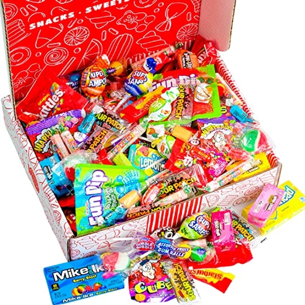 Lalees Candy Gift Box - 3 Pounds - Candy Gift Bakset - Birthday Candy Cravebox - 90s Candy Care Package for Kids, Teens, Graduation, Birthdays, Camp, Movie Night