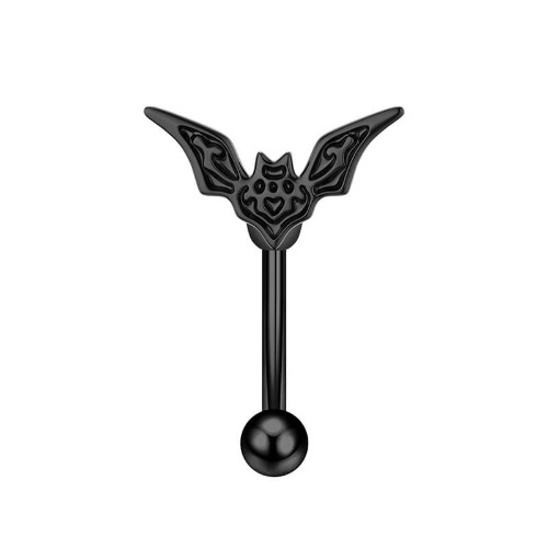 16G Skull Inlaid Zircon Stainless Steel Eyebrow Ring - Stainless Steel / H