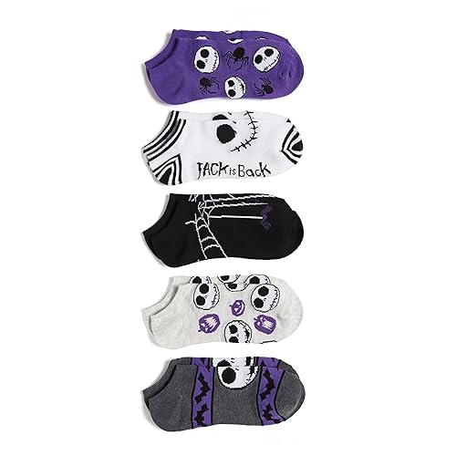Disney Womens Nightmare Before Christmas 5 Pack No Show SocksCasual Sock - 9-11 - Halloween White