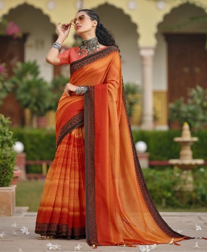 Hastkala Linen Printed Saree | Default Title