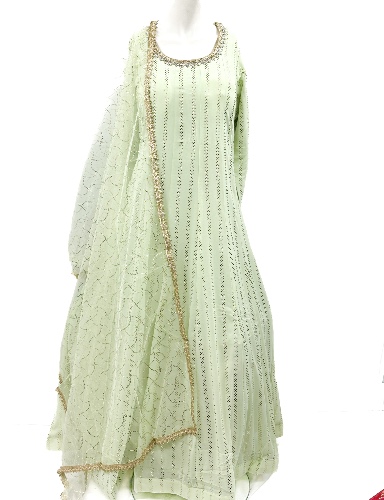 mint green anarkali