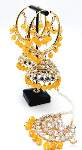 yellow jhumka set