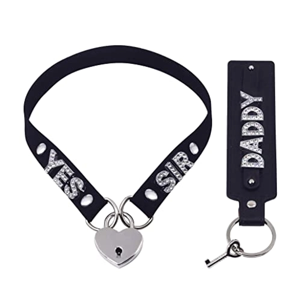 Heart Padlock Collar With Key For Women, Handmade Black Velvet Letter Padlock Choker Necklace With Leather Keychain, Punk Gothic Jewelry For Cosplay Outfits