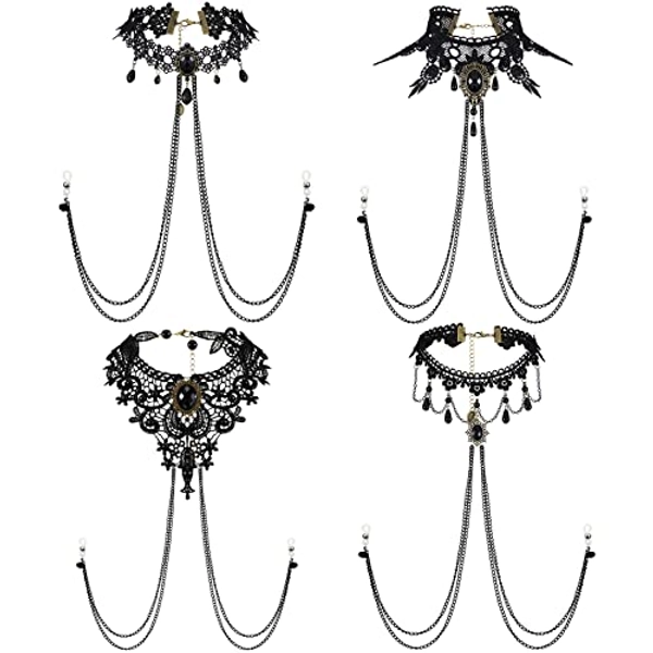 4 Pcs Non Piercing Bra Body Chain with Necklaces Body Chain Non Piercing with Chain Adjustable Bra Body Jewelry Non Piercing