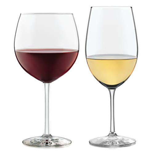 Libbey Vineyard Reserve 12-Piece Wine Glass Party Set for Chardonnay and Merlot/Bordeaux - Frustration-Free Packaging
