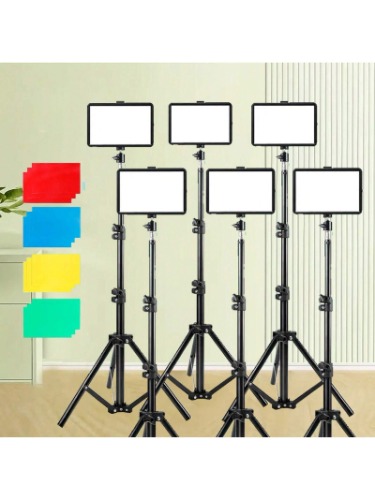 3 pack Vloging Photo Studio LED Video Fill Lamp Light Panel Dimmable Photography Lighting Kit 2800-6500K Video Studio Streaming Lights With Adjustable Tripod Stand And 4 Color Filters For Video Recording Live Streaming Make Up Vlogging2/3/4pack Vloging Photo Studio LED Video Fill Lamp Light Panel Dimmable Photography Lighting Kit 2800-6500K Video Studio Streaming Lights With Adjustable Tripod Stand And 4 Color Filters For Video Recording Live Streaming Make Up Vlogging