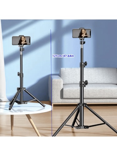 Sleek Extendable Tripod With Gimbal Head & Phone Holder - Portable & Perfect For Photography, Live Streaming