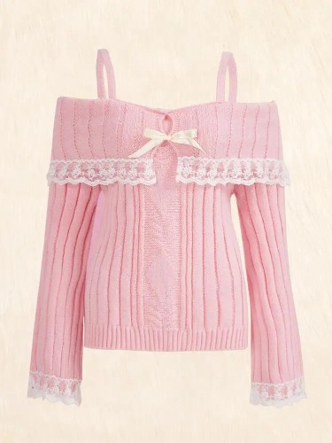 Princess Sweater in Pink Knit - Pink / L