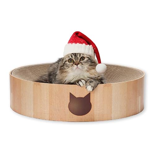 Necoichi Cat Scratcher Bowl for Indoor Cats - Cat Scratching Lounger with Reversible Usability and Extra Comfort for Lounge, Cardboard Bed Couch / (XL, Oak) - XL - Bowl(Oak)