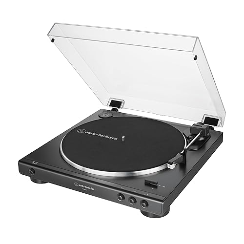 Audio-Technica AT-LP60X-BK Fully Automatic Belt-Drive Stereo Turntable, Black, Hi-Fi, 2 Speed, Dust Cover, Anti-Resonance, Die-Cast Aluminum Platter - Black - Wired - Turntable
