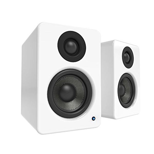 Kanto YU2GW PC Gaming Desktop Speakers | 3" Composite Drivers | 3/4" Silk Dome Tweeter | Class D Amplifier | 100 Watts | Built-in USB DAC | Subwoofer Output | Pair | Gloss White