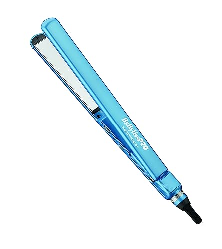 BabylissPRO Nano Titanium Ultra-Thin Hair Straightener, Professional Flat Iron For All Hair Types - 1 inch - Blue