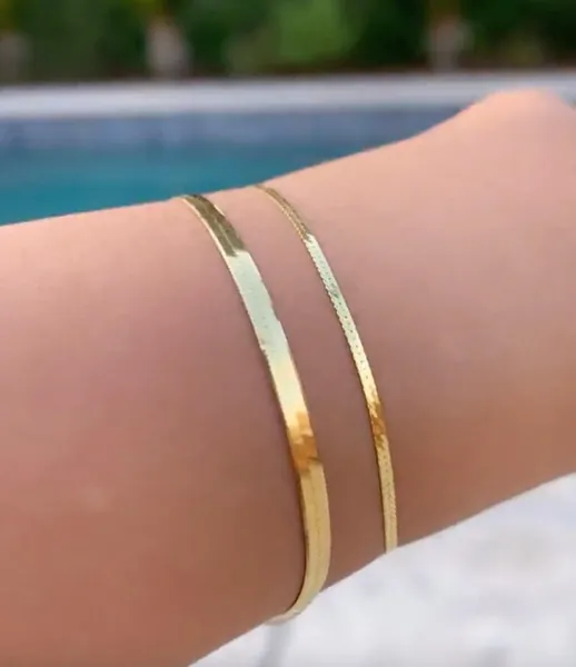 Solid 14K Gold ITALIAN Herringbone, 1.25mm - Spring Ring clasp, 2.5mm - Lobster Claw clasp, Stackable Herringbone, Solid Gold