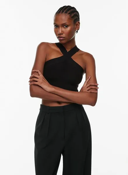 sculpt knit criss cross cropped tank