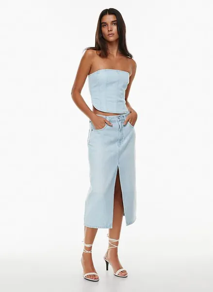 the 90s halle denim skirt