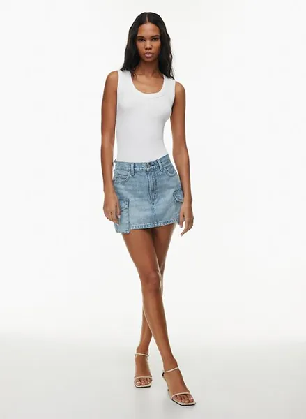 the 90s cargo mini denim skirt