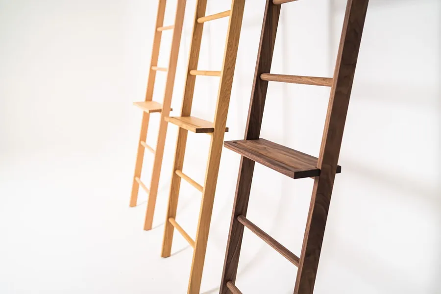 Clothes ladder/towel ladder made of solid wood (beech, oak, pine, walnut) continuous bars, particularly stable, 171 x 47 x 5.5 cm