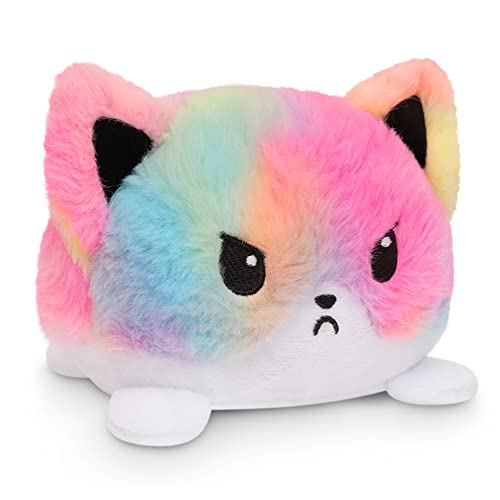 TeeTurtle - The Original Reversible Fox Plushie - Rainbow Tie-Dye - Cute Sensory Fidget Stuffed Animals That Show Your Mood - Tie-dye