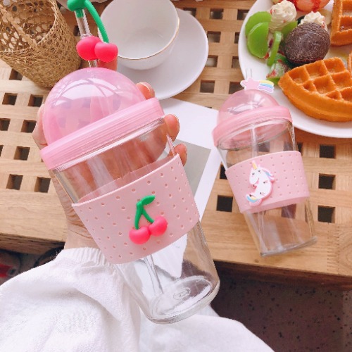 Fruity Straw Drinking Cup - Pink Cherry