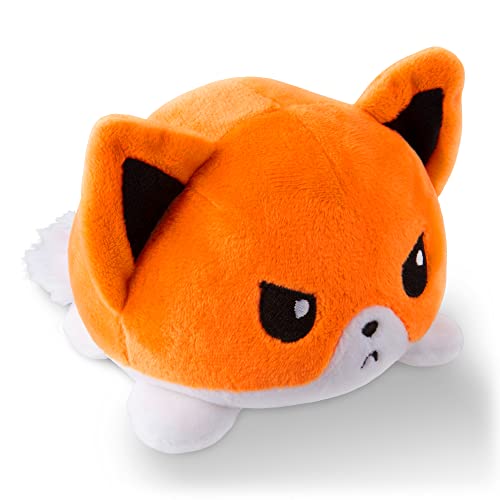 TeeTurtle - The Original Reversible Fox Plushie - Orange - Cute Sensory Fidget Stuffed Animals That Show Your Mood - White + Orange
