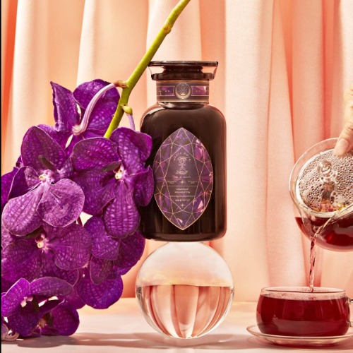 Amethyst: Strawberry-Passionfruit Gemstone Wellness Tea Violet Glass Apothecary Jar