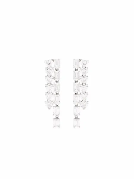 18kt white gold double diamond waterfall earrings