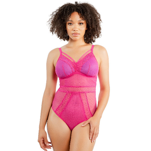 Parfait Mia Dot Bodysuit M-Plus, Bright Pink