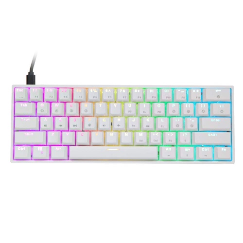 EPOMAKER SKYLOONG GK61 SK61 61 Keys Hot Swappable 60% Mechanical Keyboard with RGB Backlit, Doubleshot ABS Keycaps, Dustproof for Win/Mac/Gamers(Gateron Optical Blue, White