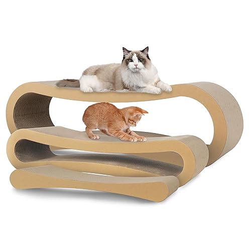 FluffyDream 3 in 1 Cat Scratcher Cardboard, Cat Scratching Board Furniture Protector, Cat Scratching Post, Cat Beds for Indoor Cats, Infinity Shape, X-Large - Scratching Pad - 3 IN 1 XL
