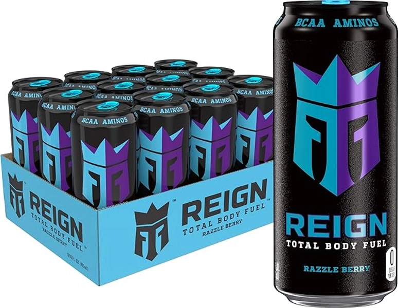 Reign Total Body Fuel, Razzle Berry, Fitness & Performance Drink, 16 Ounce (Pack of 12)