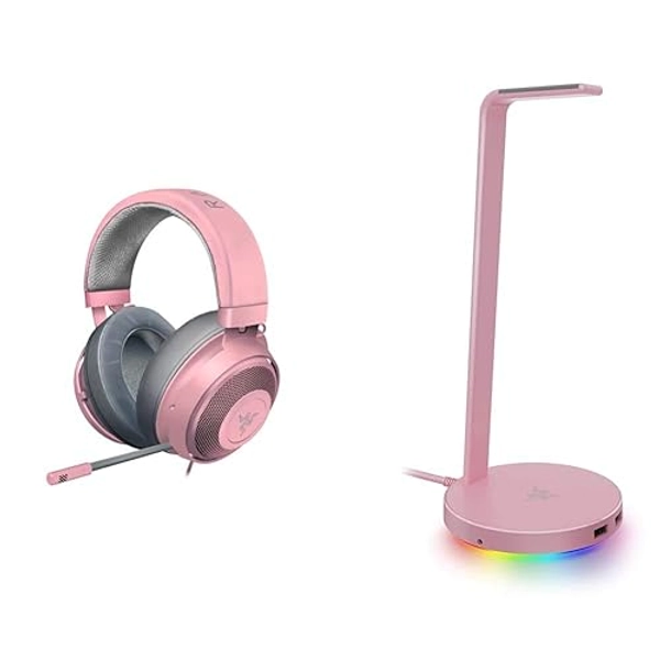 Razer Kraken Gaming Headset + Base Station V2 Chroma Bundle: Quartz Pink